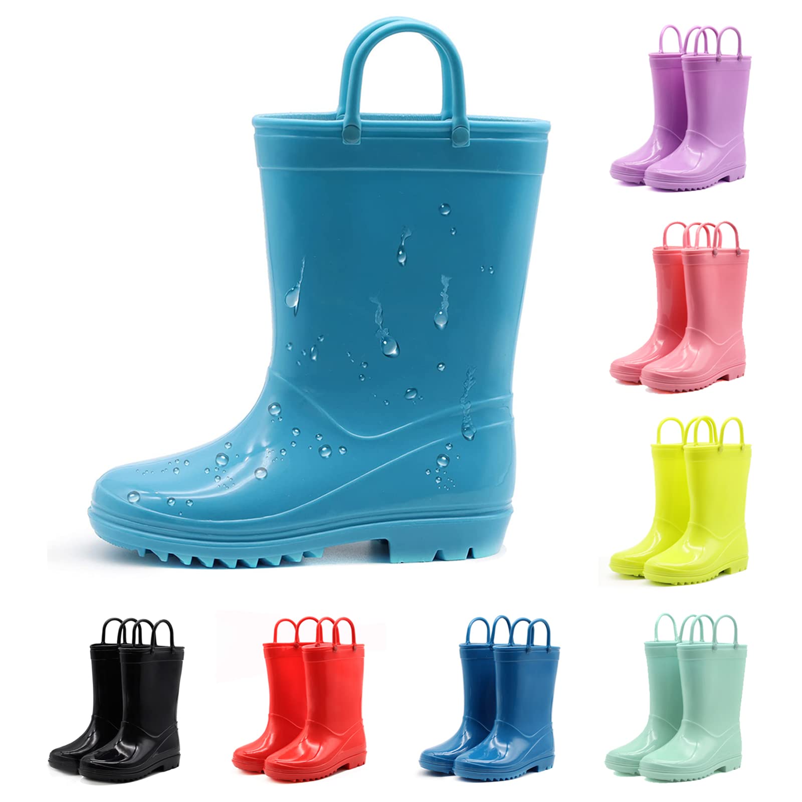EUXTERPAKids Wellies Boys Girls Waterproof Wellington Boots, Toddler Child Welly Boots for Outdoor