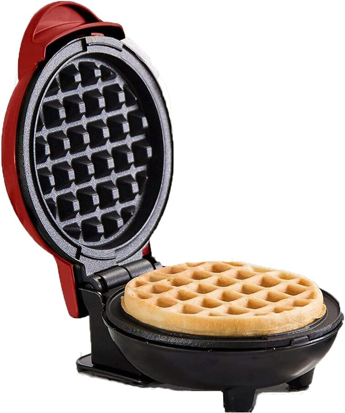 SHOPOGENIX 3 in 1 Mini Waffle Maker Machine | Electric Non-Stick Round Waffles Maker Iron Cast for Home, Kids, Belgian Waffles, Pan Cakes,Paninis and Other Snacks (Red,4 Inch- 350 Watts).
