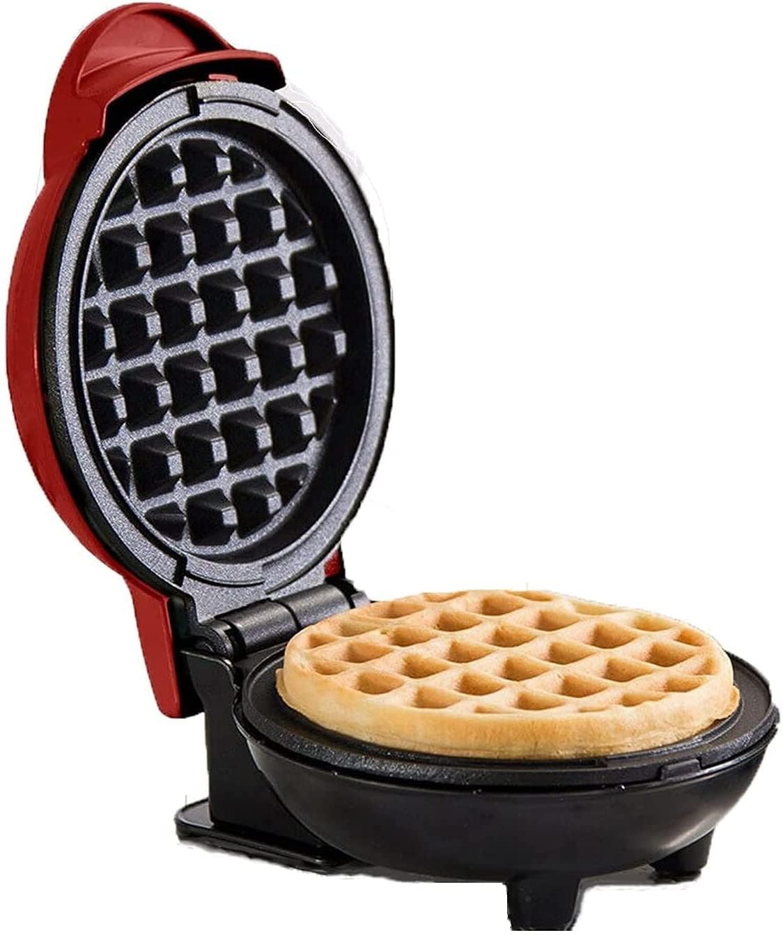 SHOPOGENIX 3 in 1 Mini Waffle Maker Machine | Electric Non-Stick Round Waffles Maker Iron Cast for Home, Kids, Belgian Waffles, Pan Cakes,Paninis and Other Snacks (Red,4 Inch- 350 Watts).