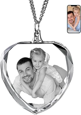 Personalized Crystal Photo Necklace, 2D/3D Custom Festive Family Portrait Picture Necklace, Custom Crystal Necklaces for Holiday Memories