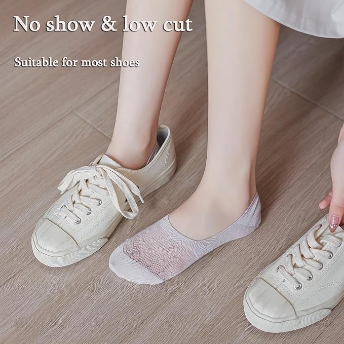 BIVOLU No Show Socks Womens - 6 Pairs Liner Flats Low Cut Socks Non Slip Invisible Ultra Thin Mesh Breathable Cotton Women Sock Comfortable Causal - Image 5