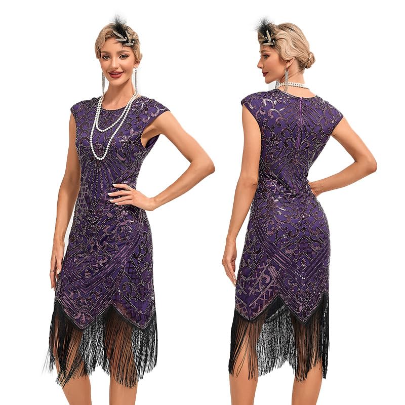 TANMESSOWomen's 1920s Flapper Dress Sequin Fringed Great Gatsby Roaring 20s Cocktail Party Dress