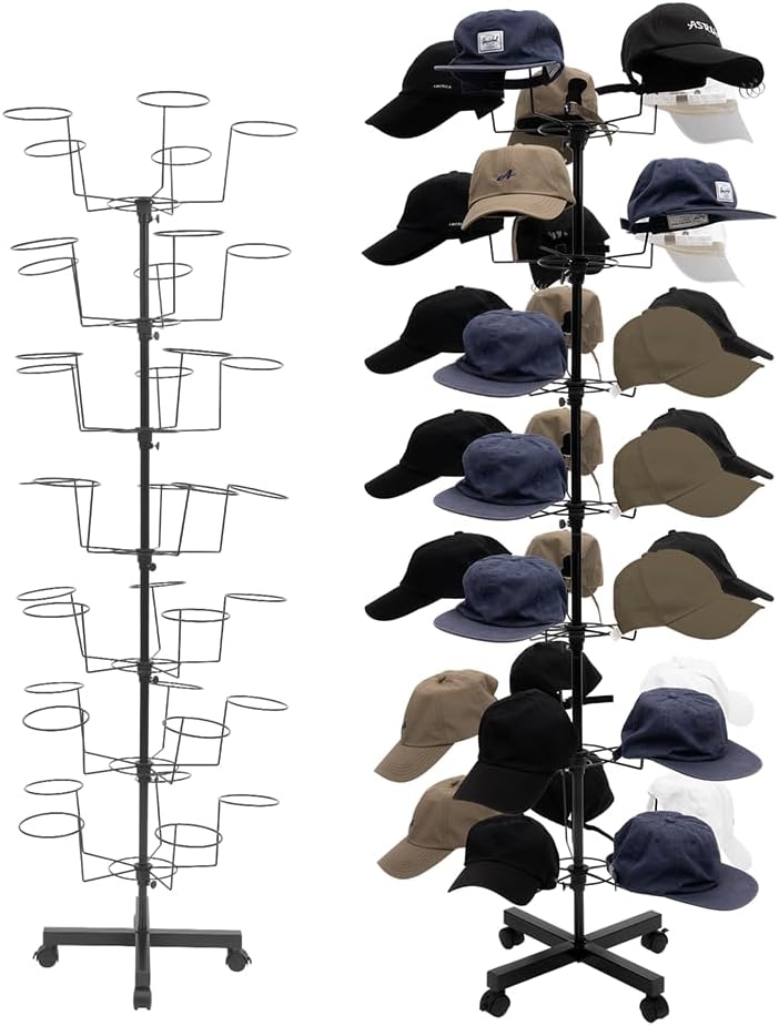 Amazon.com: Kathring Hats Stand Display, Rotating 7 Tiers 35 Caps Metal ...