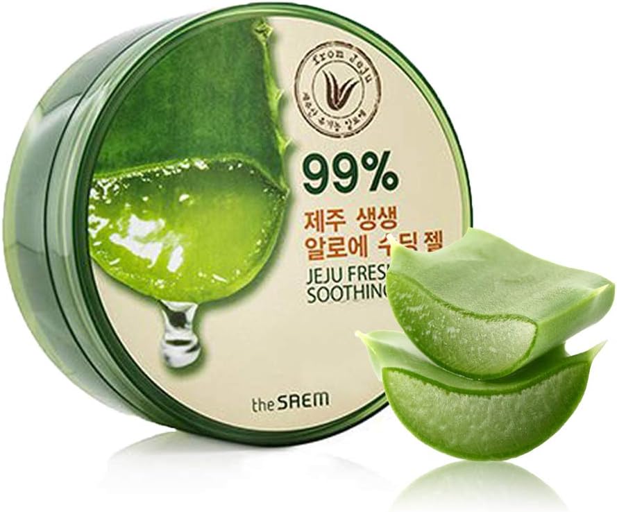 THESAEM Jeju Fresh Aloe Soothing Gel 10.1 fl. oz. - 99% Pure Aloe Vera Leaf Juice from Jeju Island - Multi-Purpose Moisturizing Gel for Face, Body & Hair - Cooling Relief for Irritation & Dry Skin
