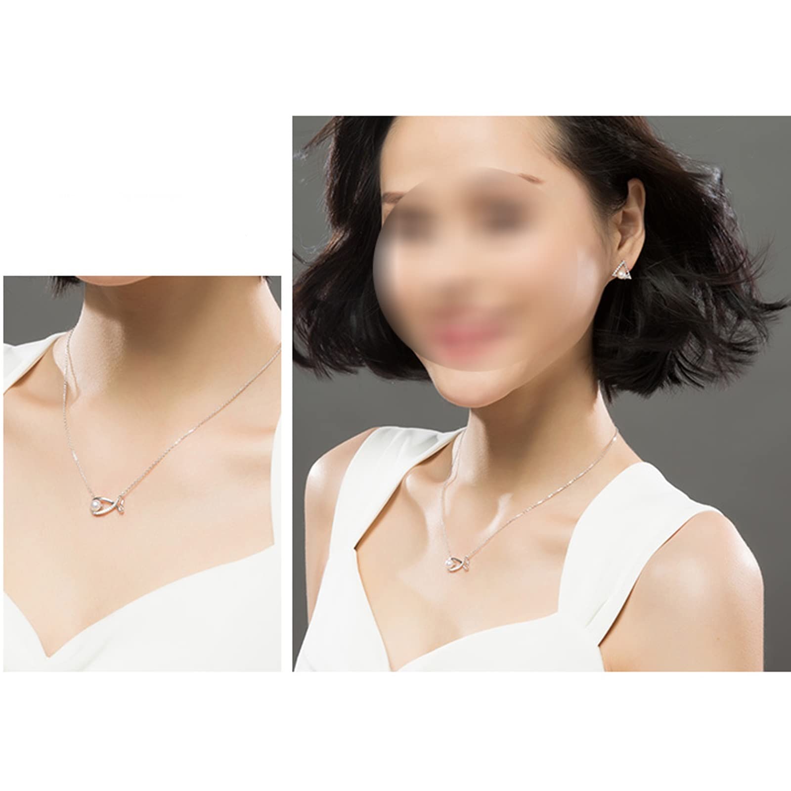 Girls Accessories collane Collana di Perle Piccoli Pesci Catena con Pendente di Perle d'Acqua Dolce intarsiata 925 Bianco 5-6mm Gioielli di Moda Rotondi per la Fidanzata Pendenti da Donna Birthday