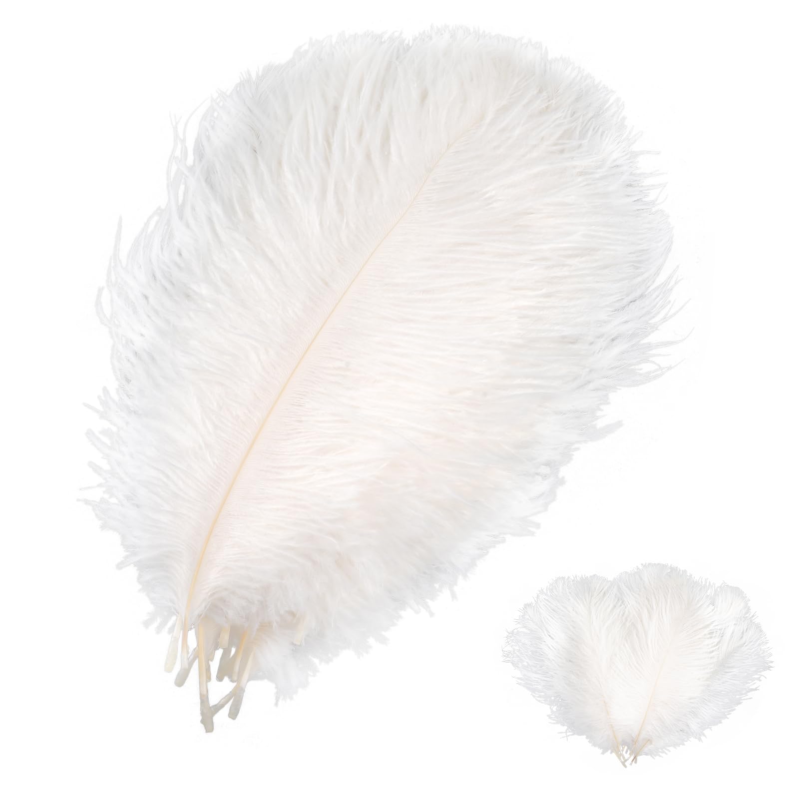 20 plumas de avestruz, plumas naturales para manualidades, plumas de avestruz blancas, 20-25 cm, plumas grandes para bodas, fiestas, carnaval, hogar, decoración de mesa, manualidades