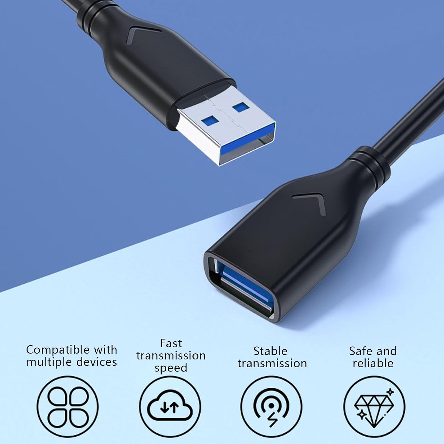 USB3.0 Extension Cable Male to Female for Fast Speed Data Transfer and Charging for Printers and External Hard Drives image 4