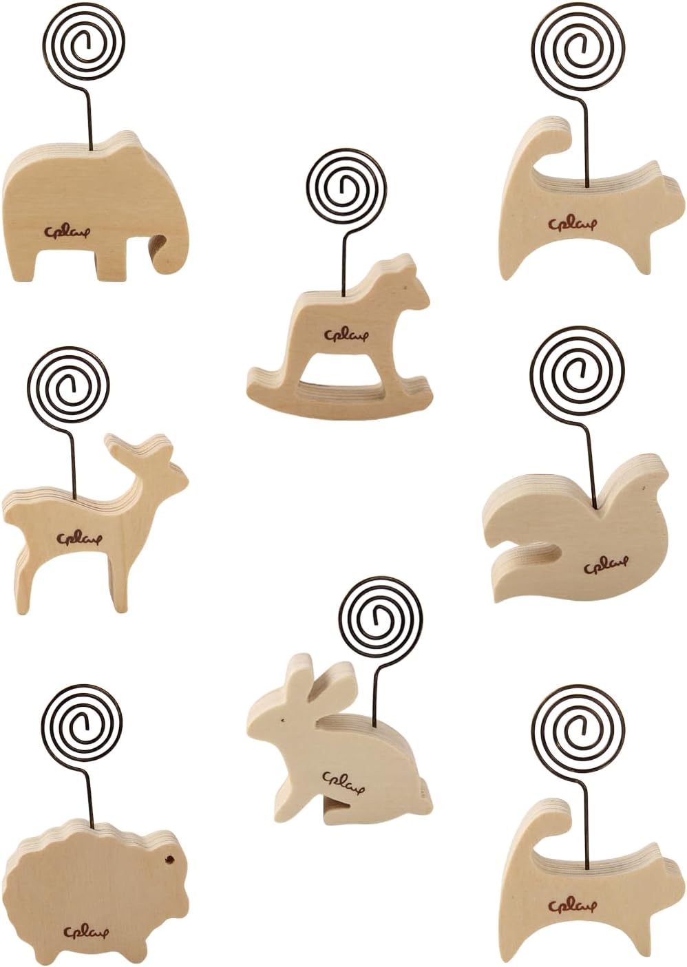8PCS Cute Wooden Animal Memo Folder,Memo Holders,Table Number Holder,Notes Folder, Wedding Table Name Card Holder Clips, Picture Memo Note Photo Stand