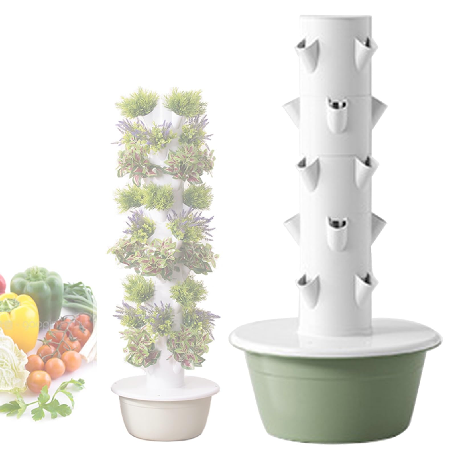 Equipo de Cultivo hidropónico - Jardinera Vertical de 20/28/36 Plantas. Kit de jardín Inteligente para Interior y Exterior con Bomba y depósito de Agua móvil para Frutas(20holes)