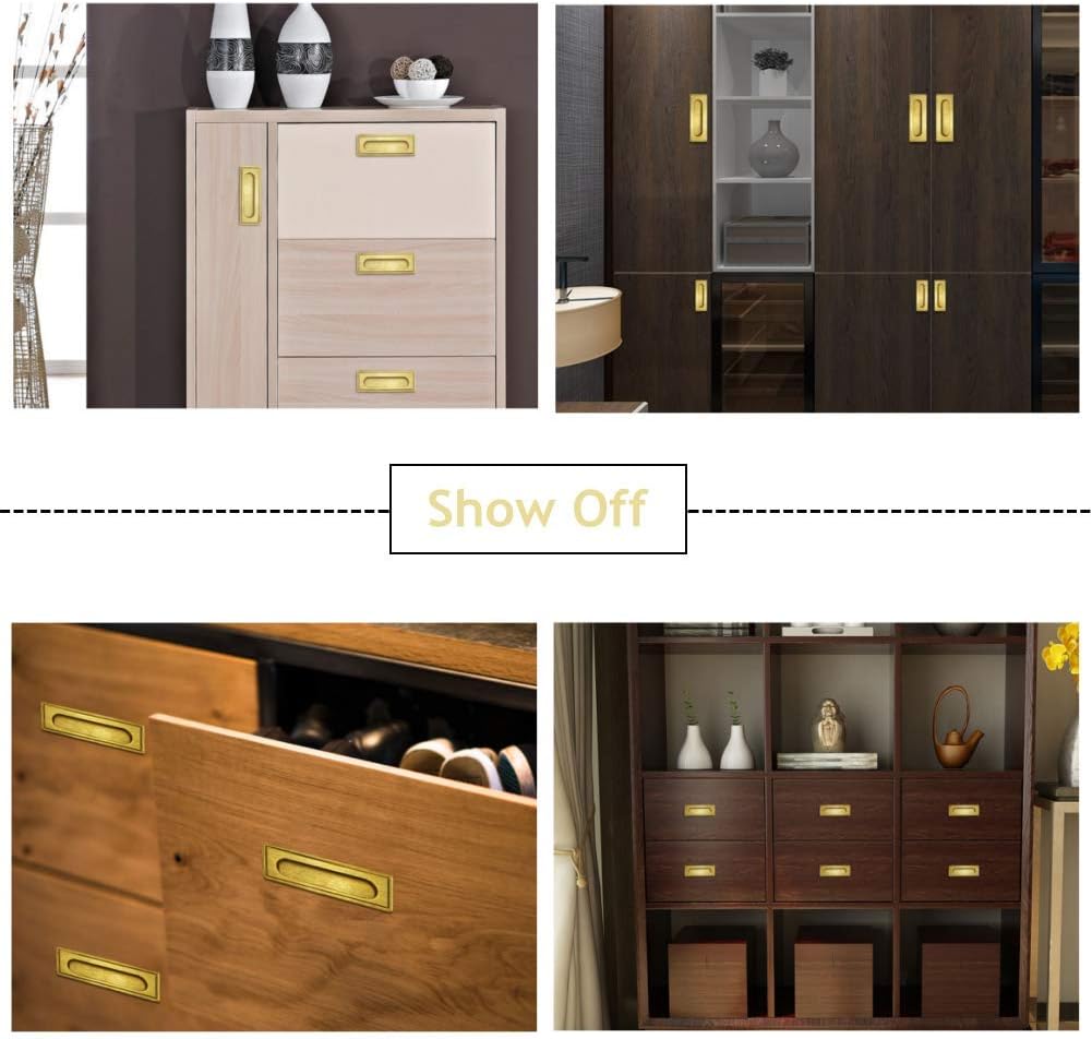 Recessed Handle, Brass Furniture Handle for Kitchen Cupboard Cabinet Wardrobe Drawer Pulls