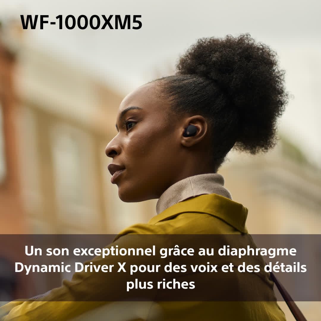Sony WF-1000XM5 écouteurs sans Fil à réduction de Bruit, Bluetooth, Intra-Auriculaires avec Micro, 36 Heures d'autonomie, Charge Rapide, IPX4, Compatible iOS et Android - Noir