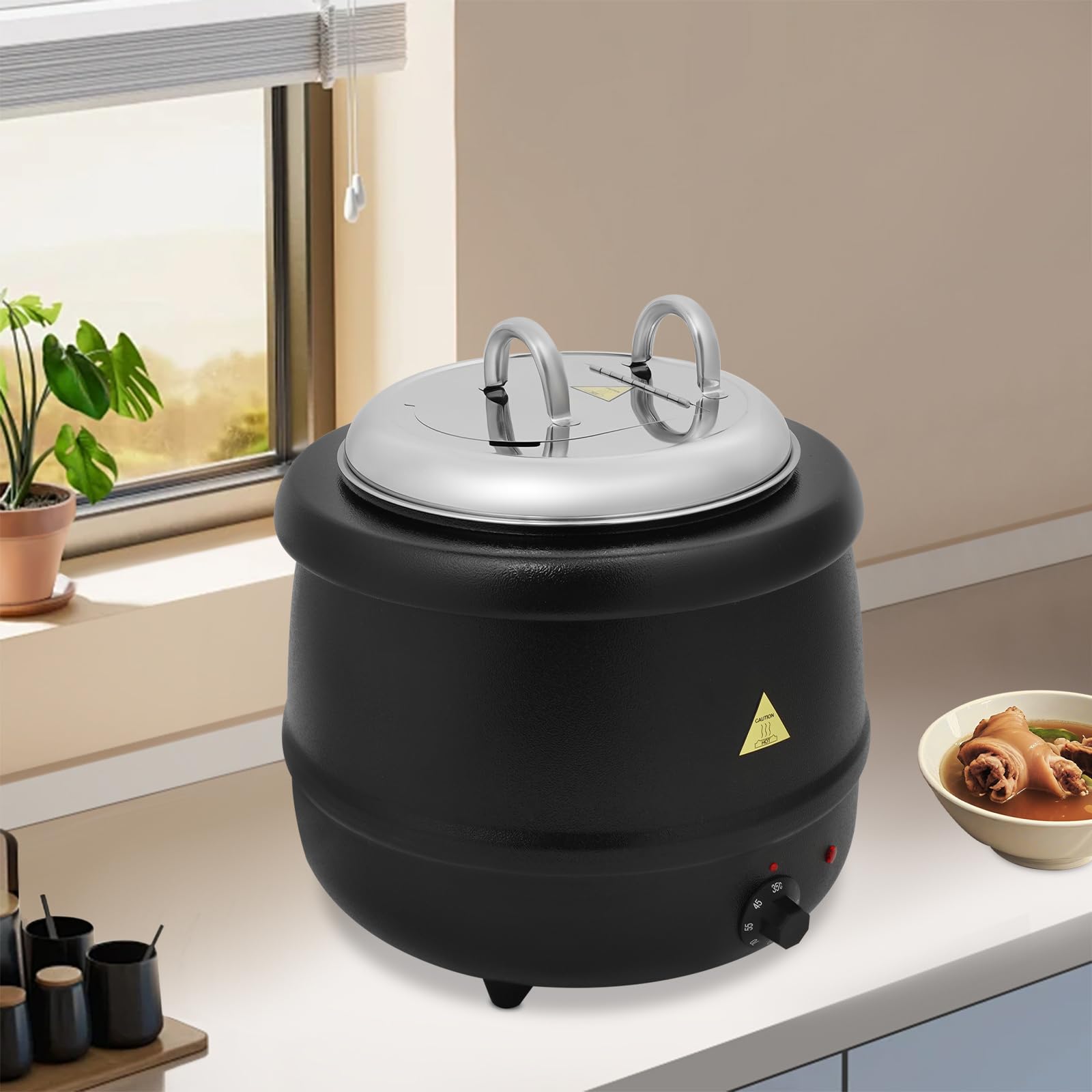Casserole électrique 13 l Plage de température de 95-176 °F Noir | 400 W Cuisinière électrique en acier inoxydable pour grandes cuisines, restaurants, cafés, réunions de famille, fêtes