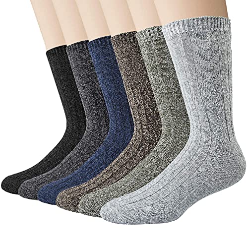 6 Pairs Merino Wool Socks Mens Winter Warm Cozy Thermal Socks for Men Soft Thick