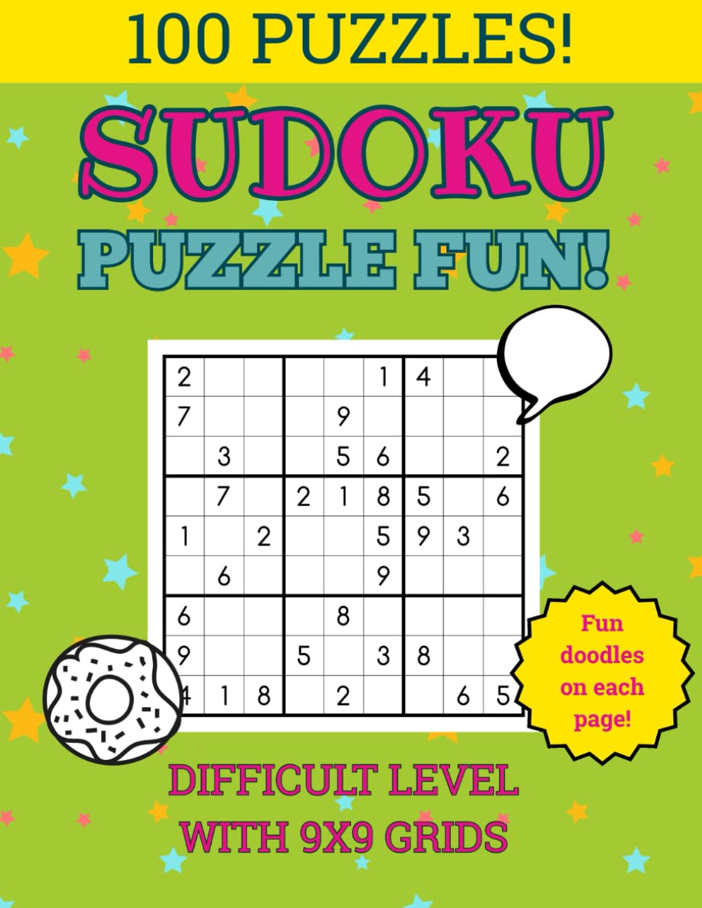 Sudoku Puzzle Book – Difficult: Logic Puzzles with Creative Doodles for Relaxation