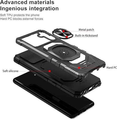 Miniatura 3 de Galaxy Wireless Funda para Samsung Galaxy A14 5G con protector de pantalla de vidrio templado grado militar anillo de soporte de coche a prueba de