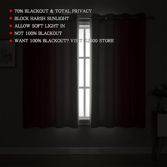 G2000 Blackout Curtains & Drapes for Bedroom Living Room 63 Inch Length Red and Greyish White Room Darkening Window Treatments Ombre Thermal Insulated Light Blocking Grommet Backdrop Curtains 2 Panels