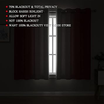 G2000 Blackout Curtains & Drapes for Bedroom Living Room 63 Inch Length Red and Greyish White Room Darkening Window Treatments Ombre Thermal Insulated Light Blocking Grommet Backdrop Curtains 2 Panels