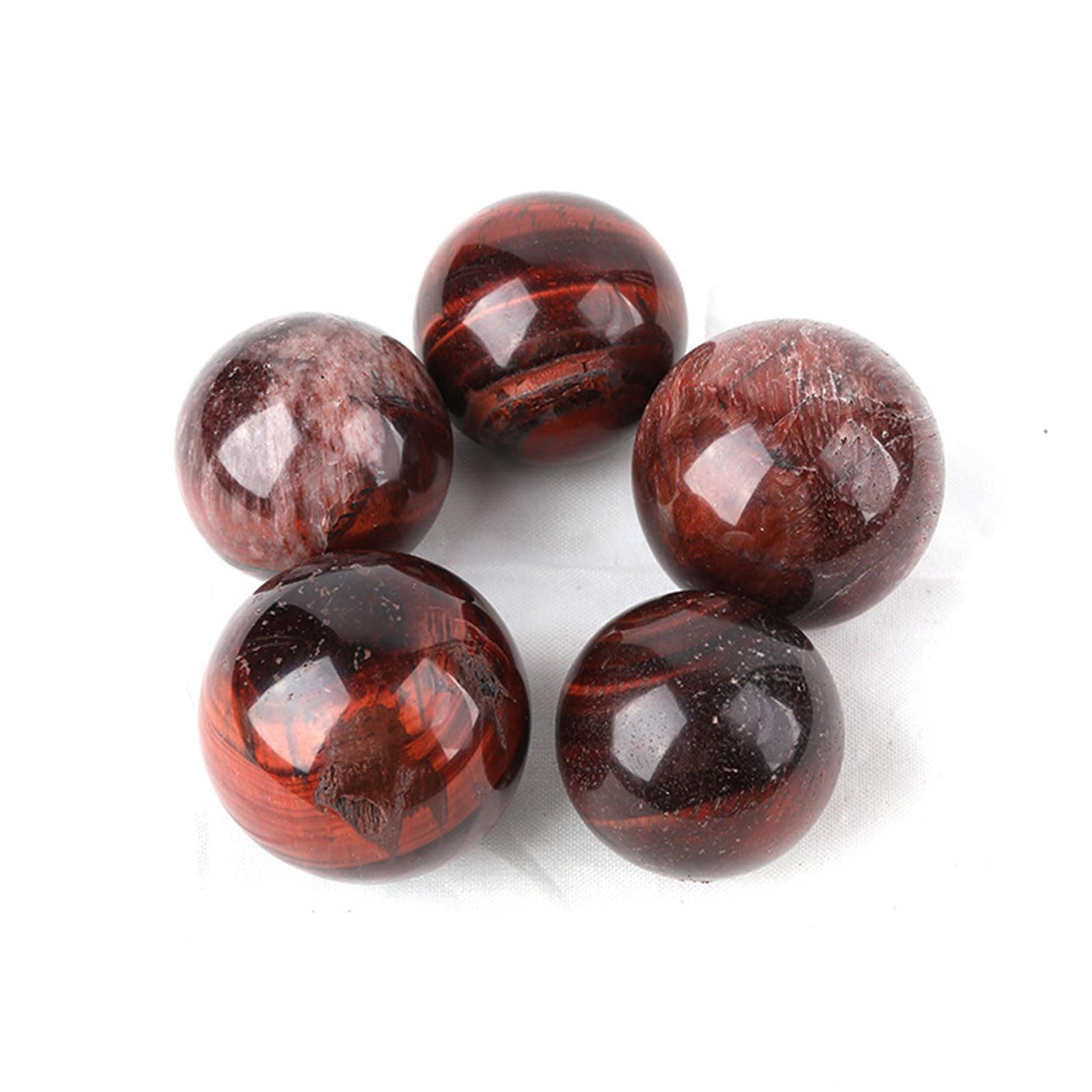 Set di Sfere con Sfera di Cristallo Rosso Naturale Occhio di Tigre da 3 Pezzi Ornamenti con Sfere di Pietre preziose per la Decorazione della casa Feng Shui Chakra Aura,32~34mm