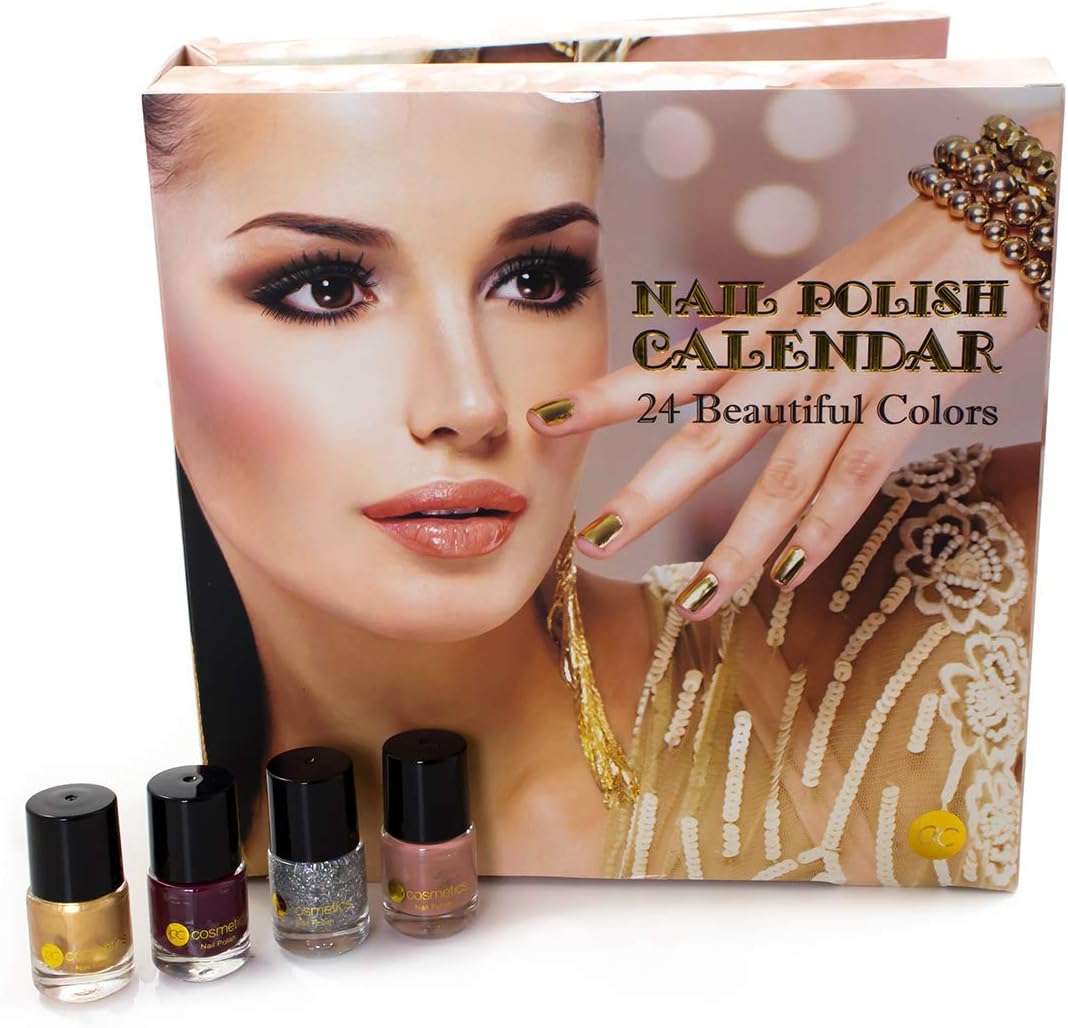 Beauty Advent Calendar Christmas Calendar 2019 Nail Polish for Women Ladies with 24 Festive Colours - Manicure Nail Polish Set Gift Ideas for Christmas & Advent