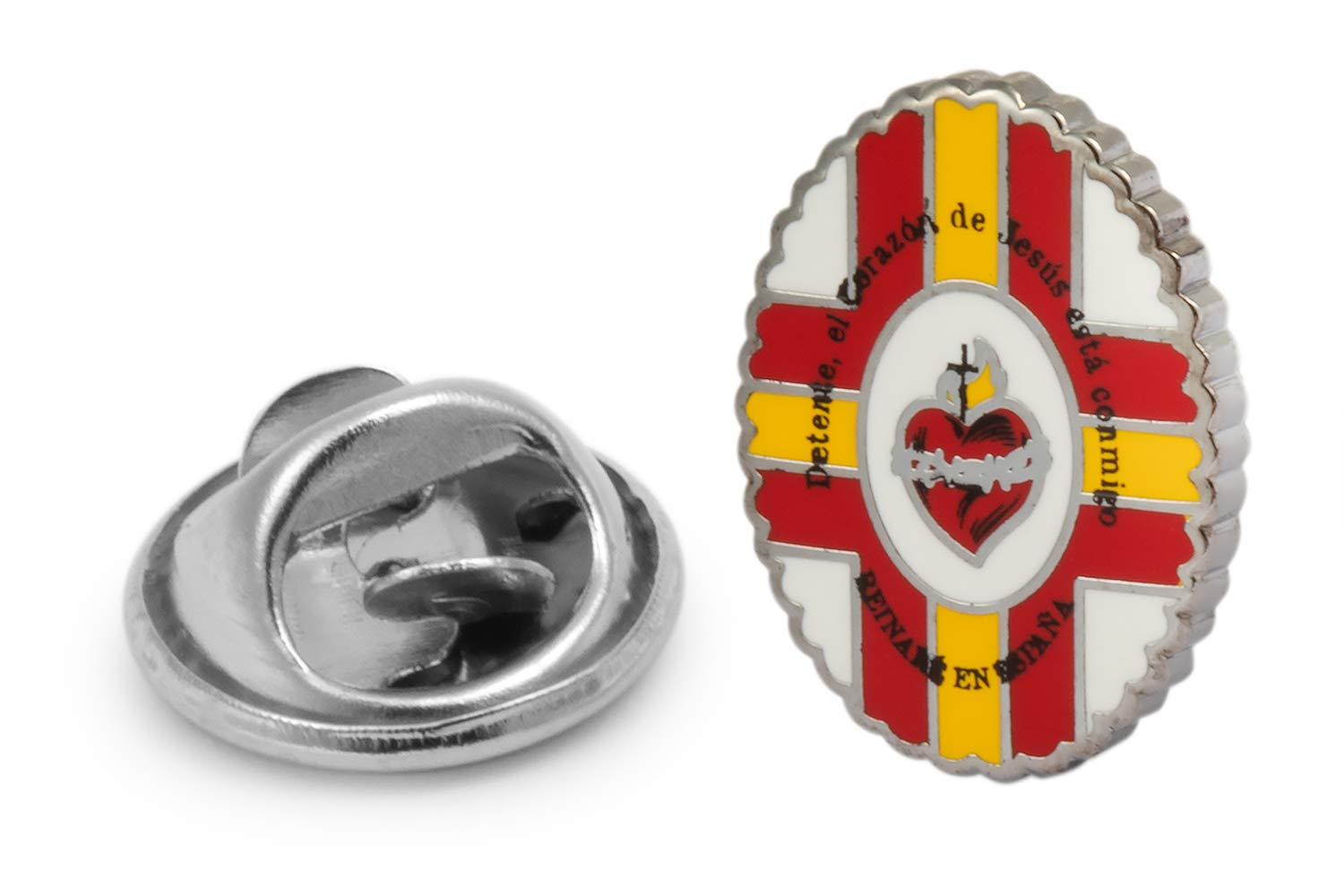 Pin de Solapa Detente de Bala Carlista Sagrado Corazon 17x13mm Original