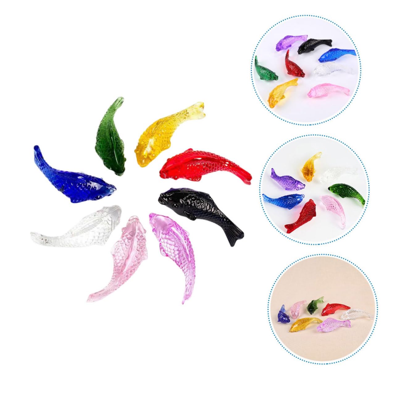 Cabilock 32piezas Estatuas De Peces De Cristal Adornos para Acuario y Decoración De Escritorio Accesorios De Acuario Figuras De Peces para Hogar Transparente