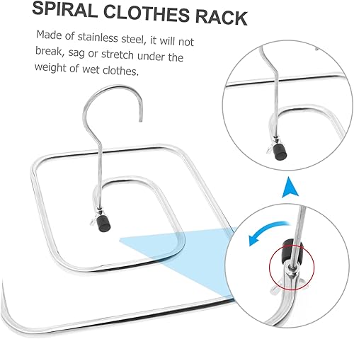 Miniatura 2 de Housoutil 2 perchas giratorias para ropa resistente, perchero de secado rápido, estante de secado rápido en forma de espiral, estante de secado para