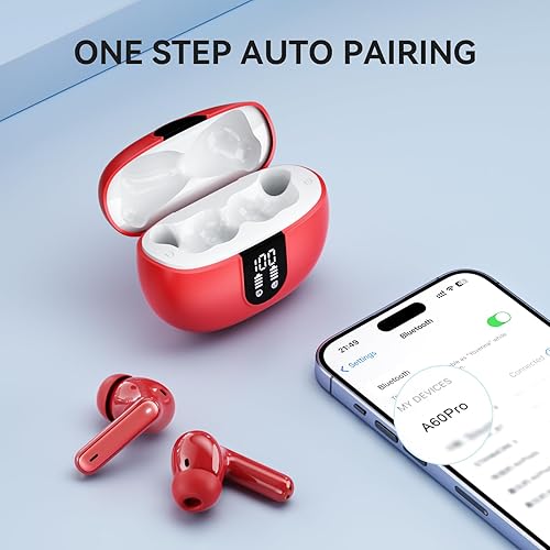 Miniatura 10 de Auriculares inalámbricos, Bluetooth 5.3, auriculares estéreo de 40 horas de reproducción, graves profundos, pantalla de alimentación LED,