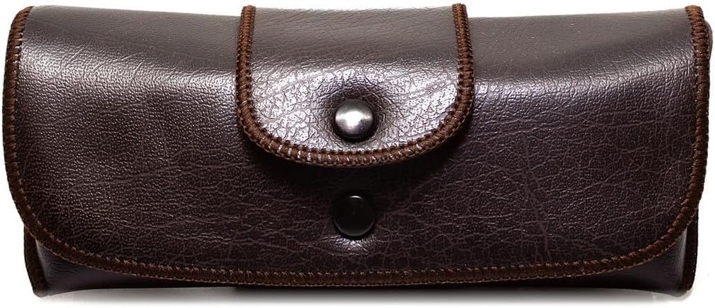 Calabria Double Snap Belt Loop Eyeglass Case PU Leather Black Brown 2Pack Vintage Eye Glasses Pouch SemiHard Sunglass Holder - Image 6