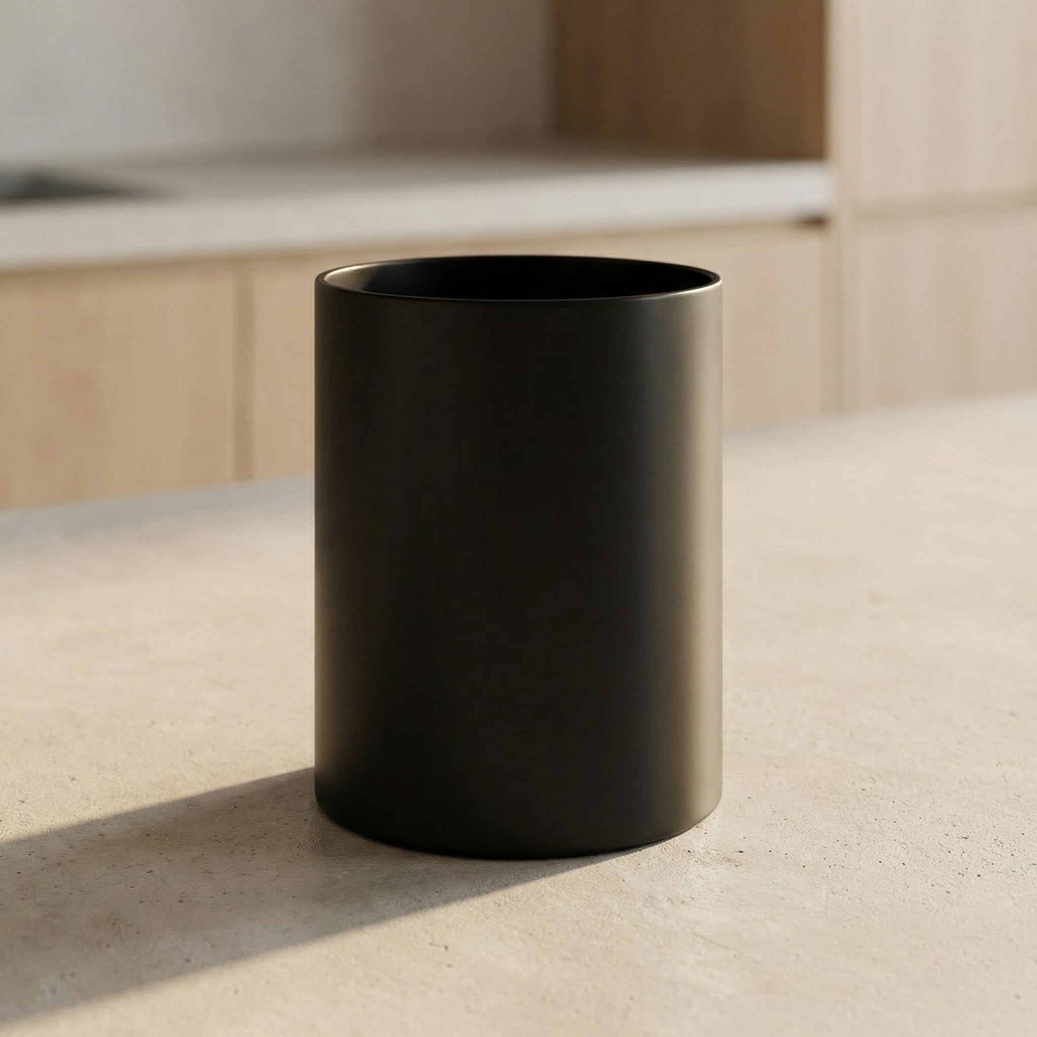 Portautensili da Cucina Moderno, Organizer per Utensili da Cucina 16.5 * 14.5cm, Portautensili Girevole a 360°, Contenitore per Utensili Nero con Base Antiscivolo, Organizzatore per Spatole
