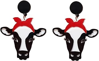 Funny Animal Head Acrylic Dangle Earrings Cute Square Asymmetric Cat Zebra Cows Cartoon Drop Earrings Exaggerated African Bohemian Fashion Lovely Declaration Jewelry for Women Girls Gifts