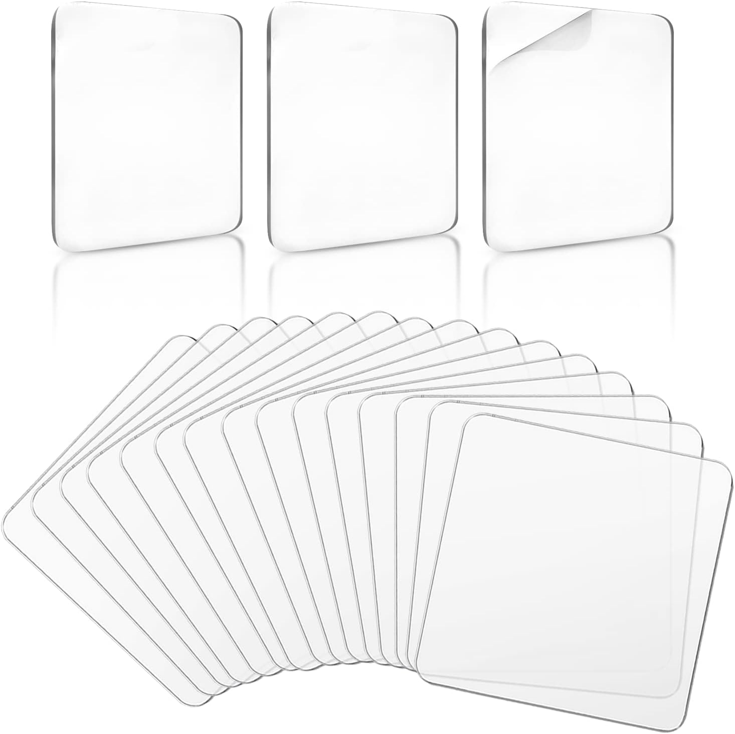 20Pcs Transparent Double Sided Suction Pads Double Sided Adhesive Pads for Mounting, Double Sided Tape Clear Super Strong Heavy Duty Squares Waterproof Tape Sticky for Hooks Hangers Suction Cup