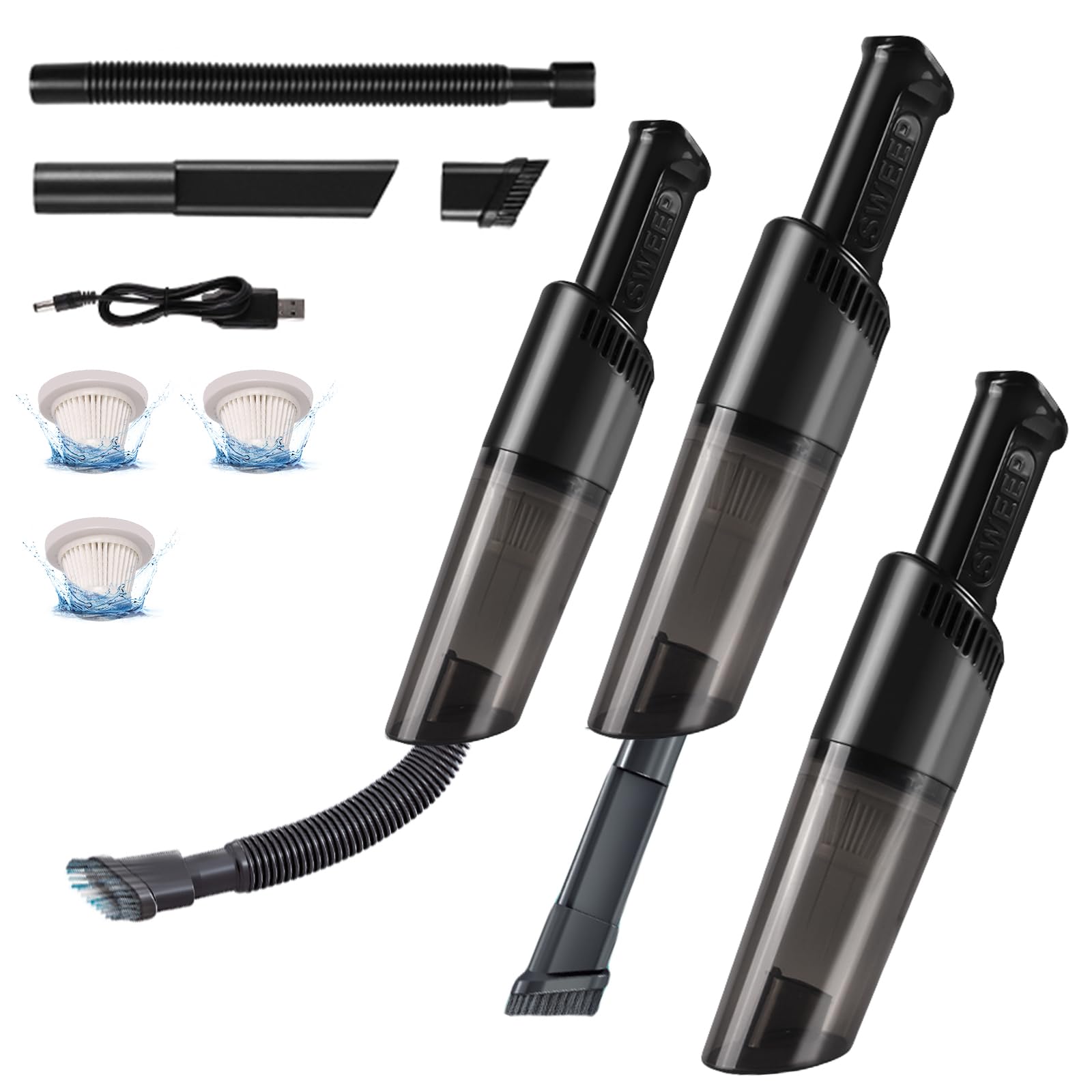 Handheld Vacuum Cleaner Cordless 3600Pa Suction 50W Motor Type-C Rechargeable Bagless HEPA Filter 20 Min Runtime Lightweight 0