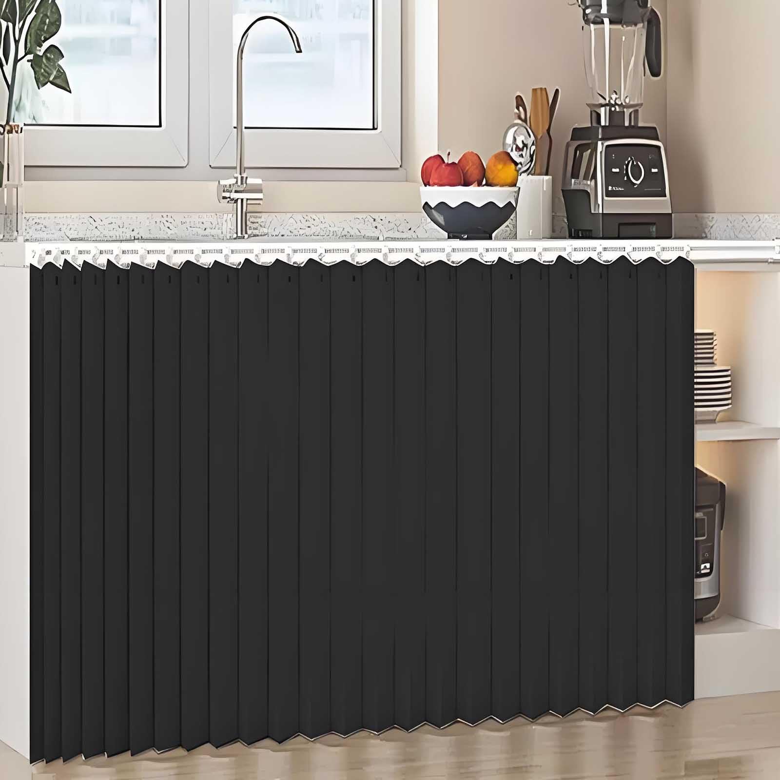 Organizer pod zlew – składane drewniane plisowanie ołówkowe rozwiązanie do przechowywania szafki kuchennej, smukła konstrukcja szer. 140 x wys. 60 cm, maksymalizuje przestrzeń, stylowa i funkcjonalna.