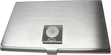 Kiola Designs Silver Toned Square Etched Cardano Coin ADA Cryptocurrency Blockchain Business Card Holder