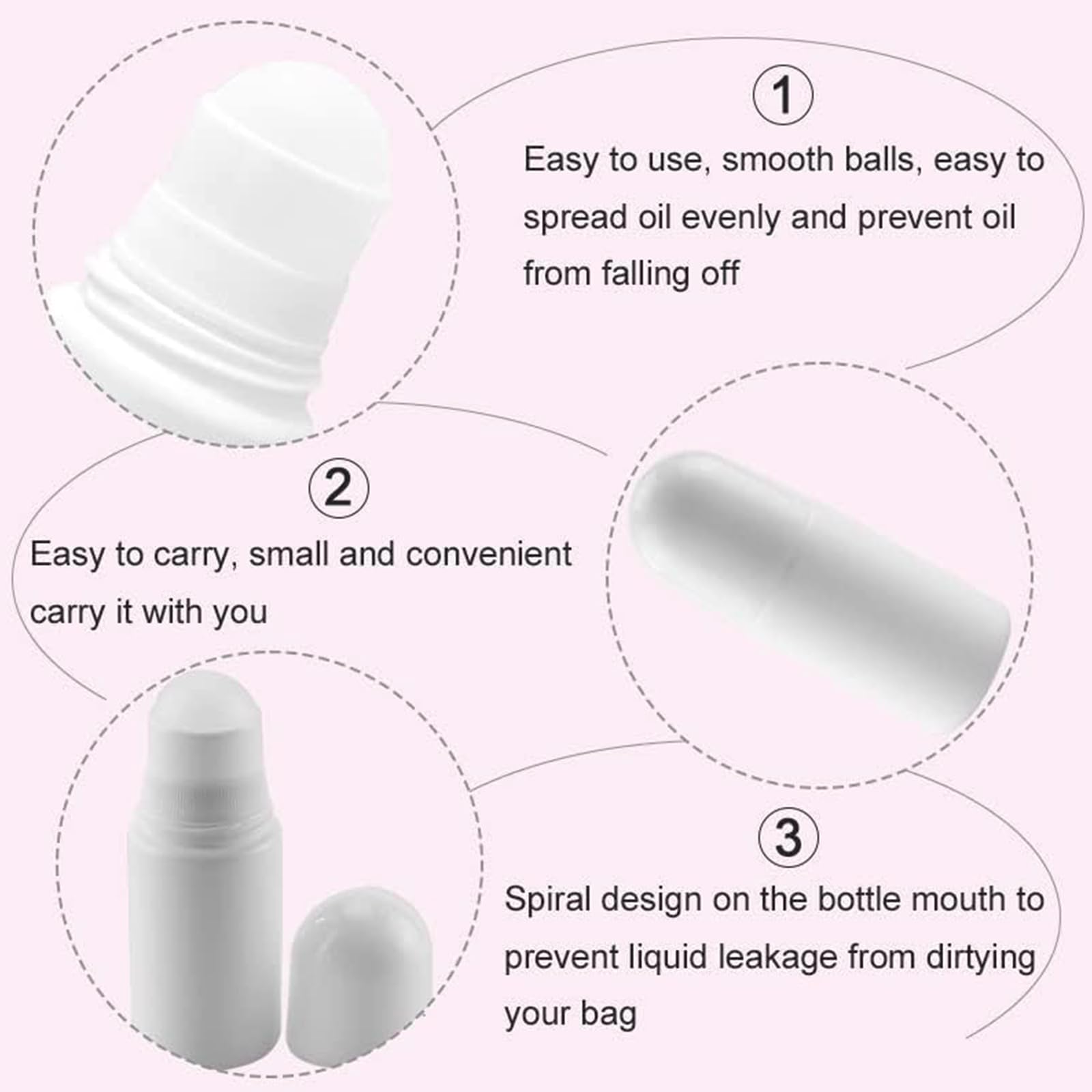 Vides Rouleau Rechargeable Bouteilles,Rouleau Bouteilles Rechargeables Roll-On,Roll-On Contenants De Liquide Rouleaux,Bouteilles Vides en Plastique de 50ML Vides Rouleau,Bouteilles Rouleau Bouteilles