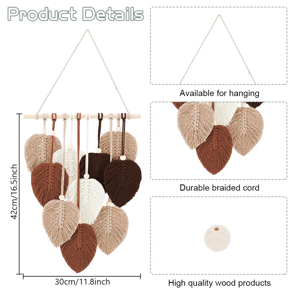 FREEBLOSS Set Macramé Feuille Kit Feuille Macramé Kit de Suspension Murale Macramé Feuille Kits de Macramé pour Débutants Tapisserie de Feuilles de Macramé Boho Macramé Tapisserie