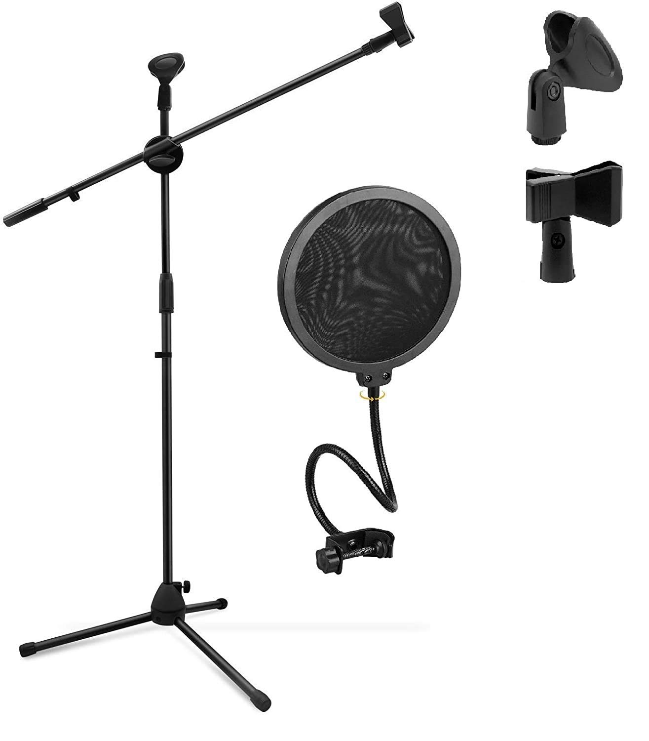 Techblaze 3 Leg Boom Double Microphone Stand Adjustable Mic Stand with