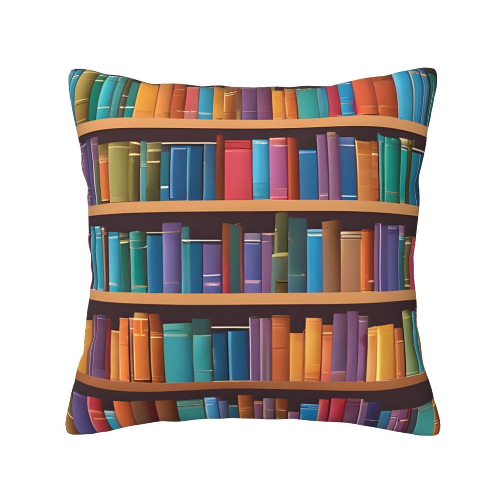 LHFIOHIRG (library bookshelf) Decorative Throw Pillow Covers Double-Sided Printed Cushion Covers for Sofa, Couch, Bed, and Home Decor 50 x 50cm
