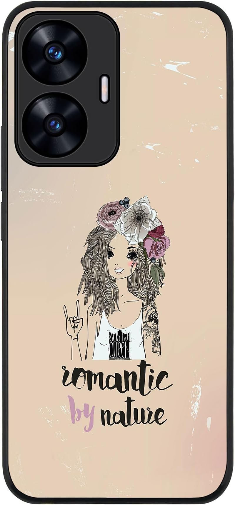 Stylizedd Cover for Realme C55 4G Case, Rugged Black Slim fit Soft Flexible Anti Drop TPU Gel Thin Protective Phone Cases - Romantic by Nature