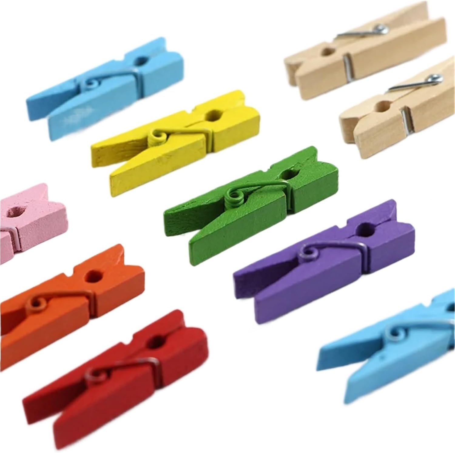 Clothes Pin 500pcs Natural Wooden Clips Clothespins Small Clothes Pins for Photos Clothes Pegs 25mm Wooden Clips(Multi-Color 500pcs)