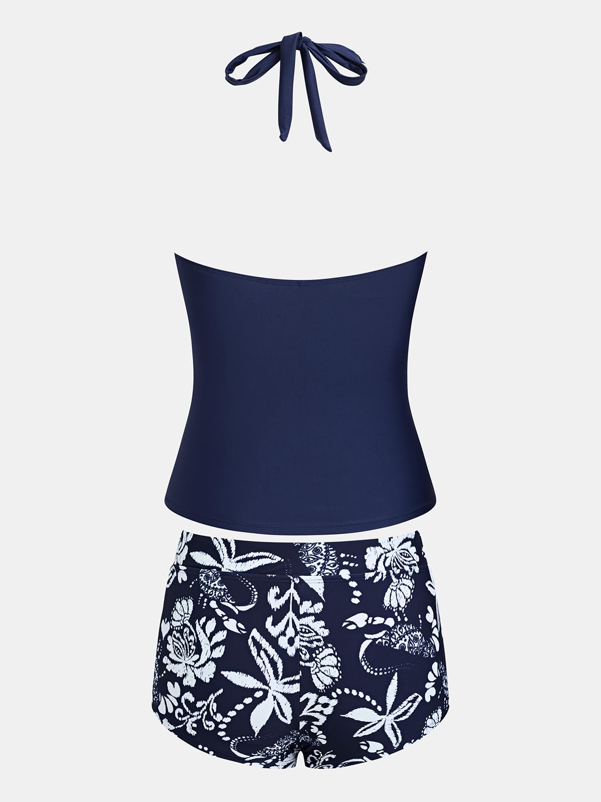 CUPSHE Ensemble tankini deux pièces pour femme - Taille haute - Dos nu - Col en V - Bretelles réglables - Short