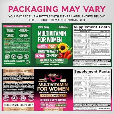 Multivitamin for Women - B-Complex | Whole Foods | Hair Growth Support | Digestion & Metabolism | Iron - 47in1 Womens Multivitamin - Bioavailable & Gentle on Stomach - Made in USA - 90 Capsules