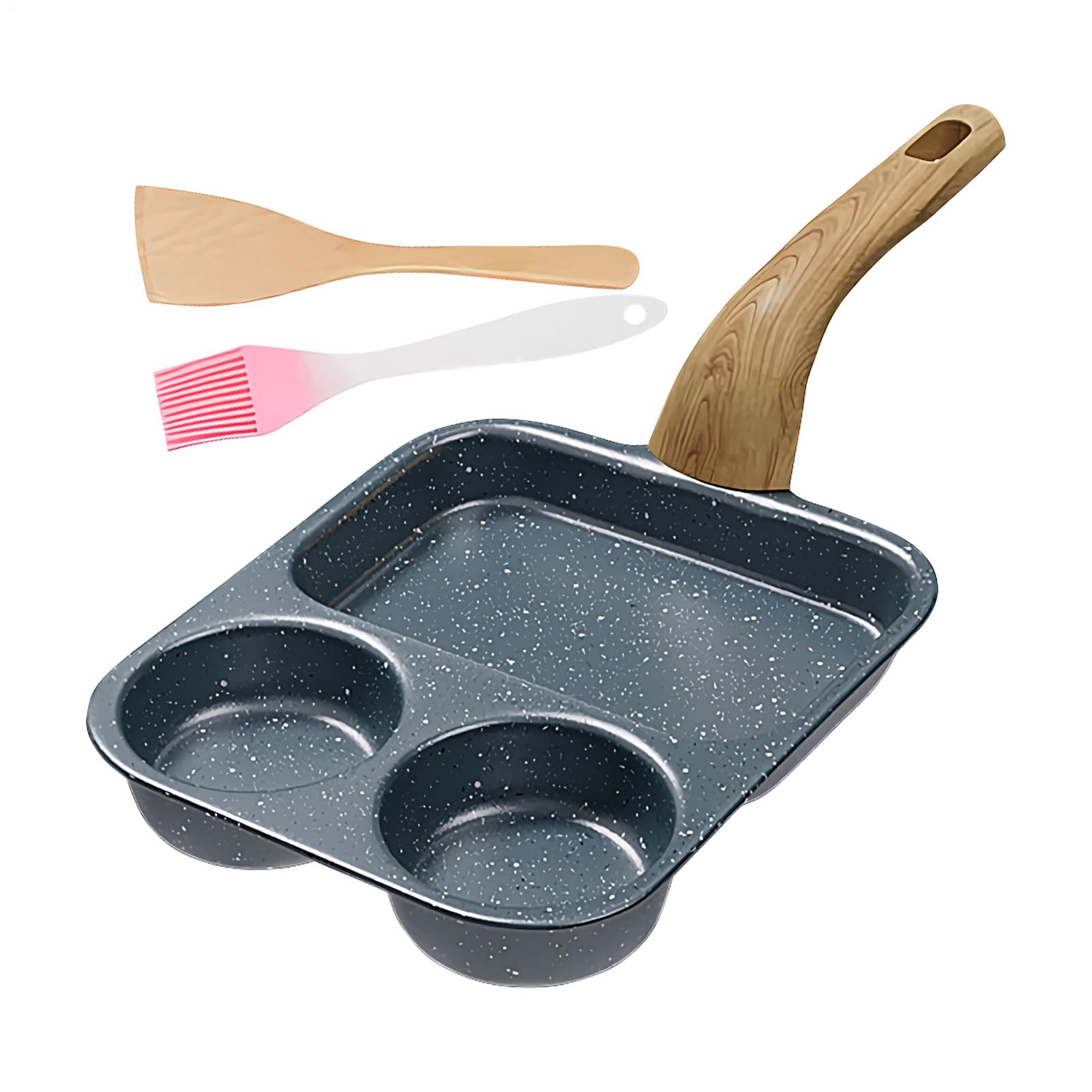 Poêle à œufs antiadhésive ustensile de cuisine 3 sections pour cuisson repas