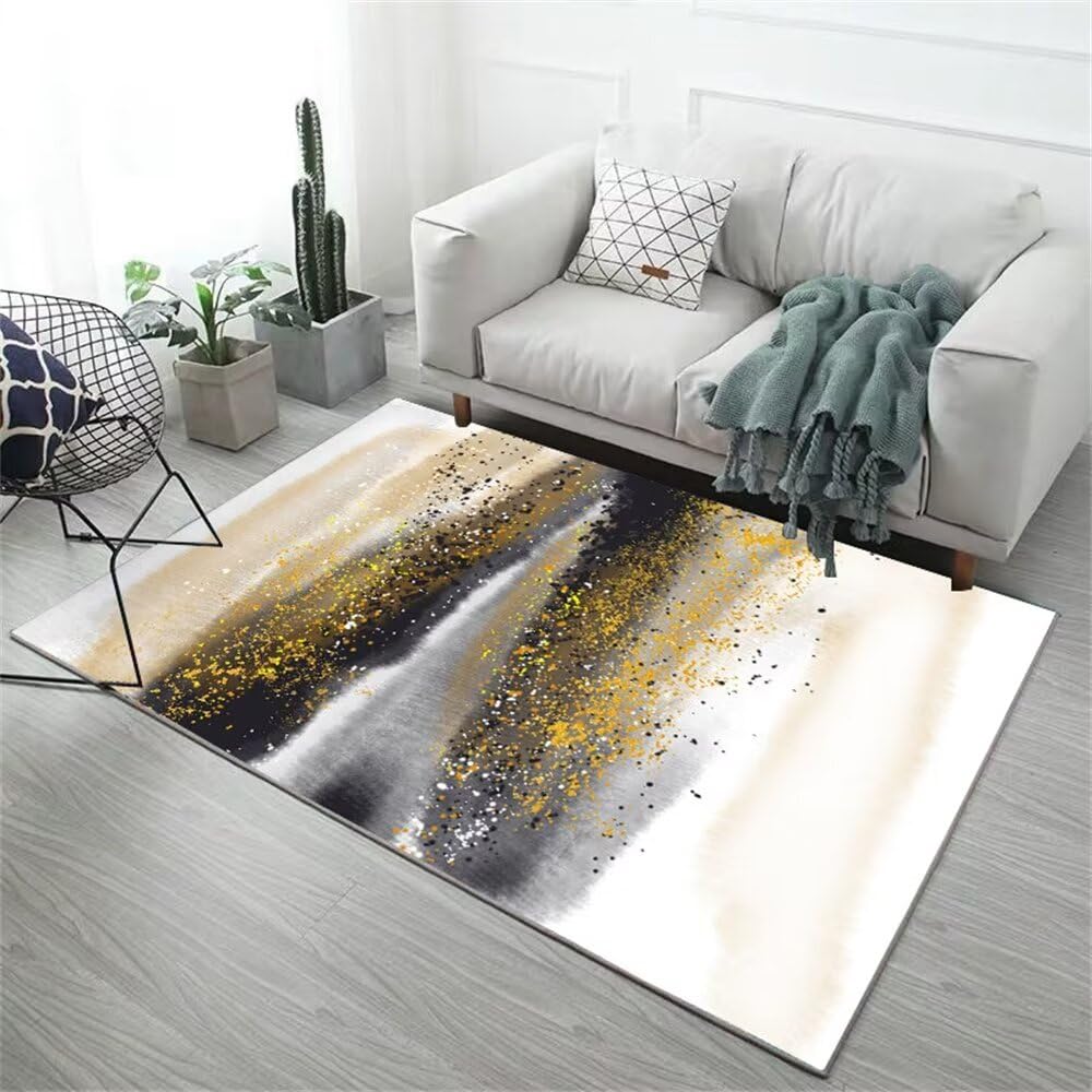 Tapis de salon gris et jaune antidérapant pour décoration intérieure 70X140CM