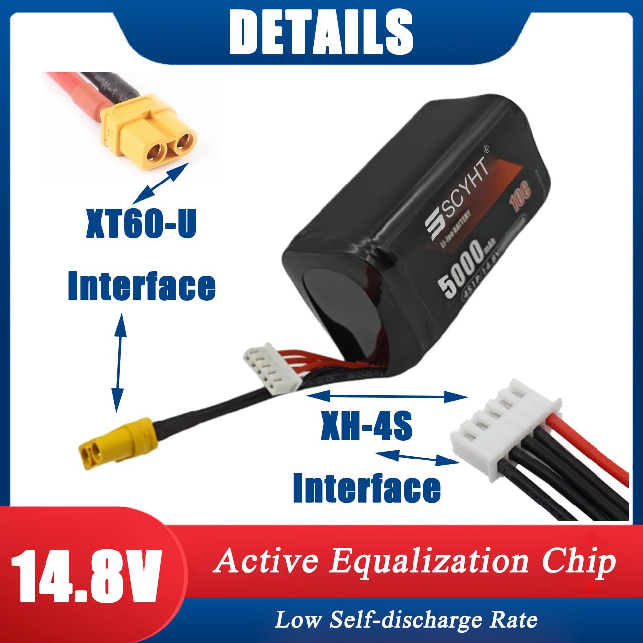 Akumulator Lipo 4S 14,8 V 5000 mAh 4000 mAh Akumulator litowy 14,8 V Akumulatory zamienne z BMS do zestawu silnika 50 W - 75 W do dronów i modeli samolotów,14.8v5000mah 1pack