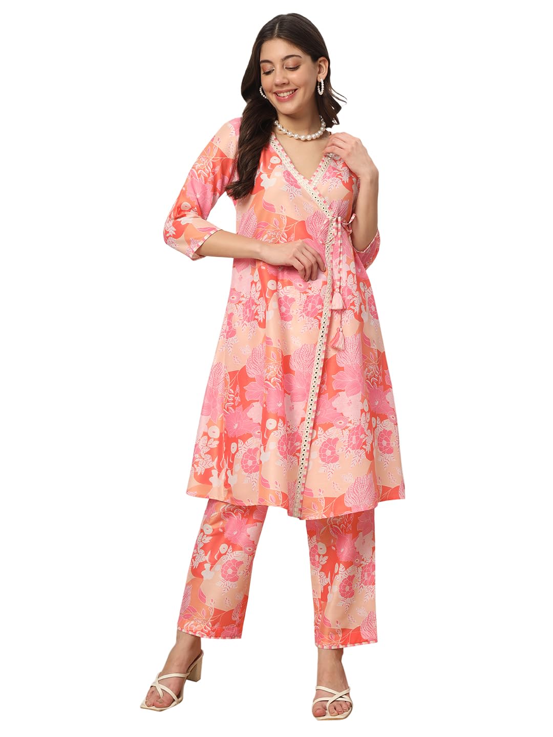 FIORRA Women’s Cotton Blend A-Line Kurta Pant Set