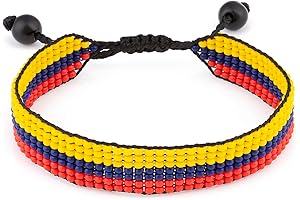 Colombia Flag Bracelet: Handmade Adjustable Beaded Patriotic Bangle