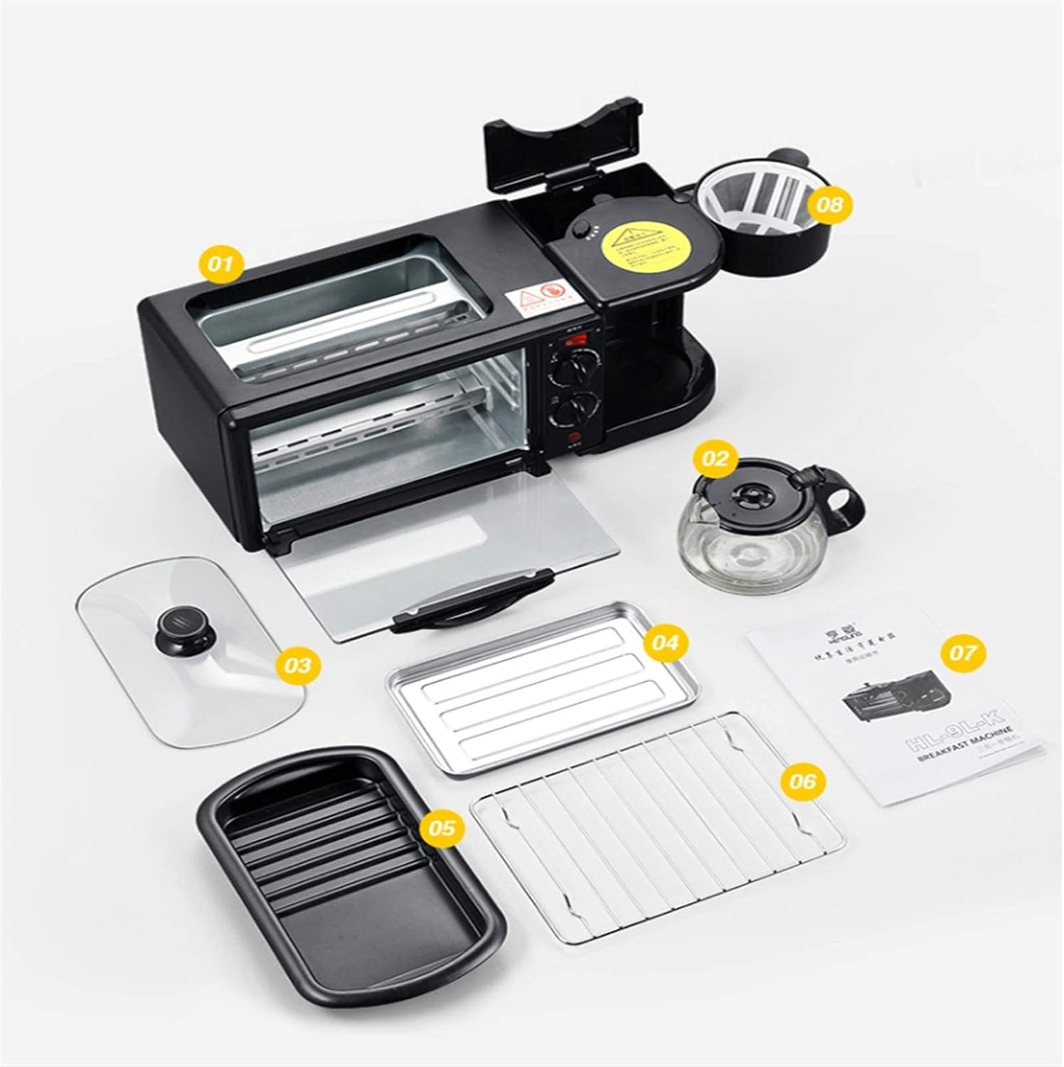 Toaster Toaster Oven Small Oven 9L Home Multifunctional 3-in-1 Breakfast Machine Electric Oven Coffee Omelette Toaster Toast Air Fryer