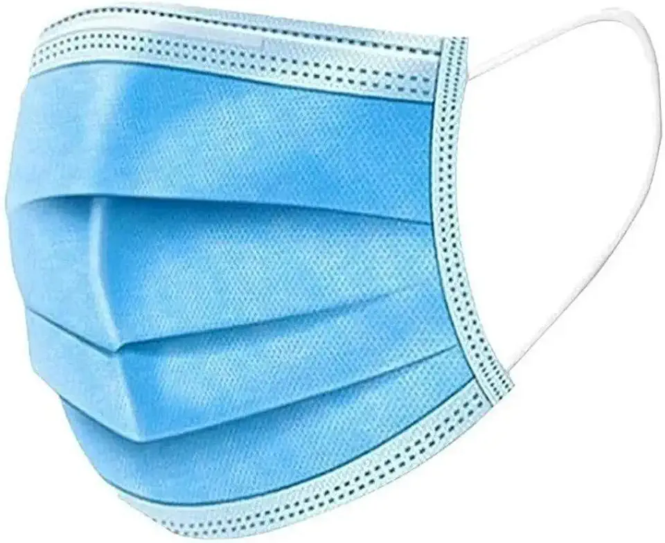 Máscara Descartável Tripla Com Elástico e Clip Nasal Azul - 50 Unidades