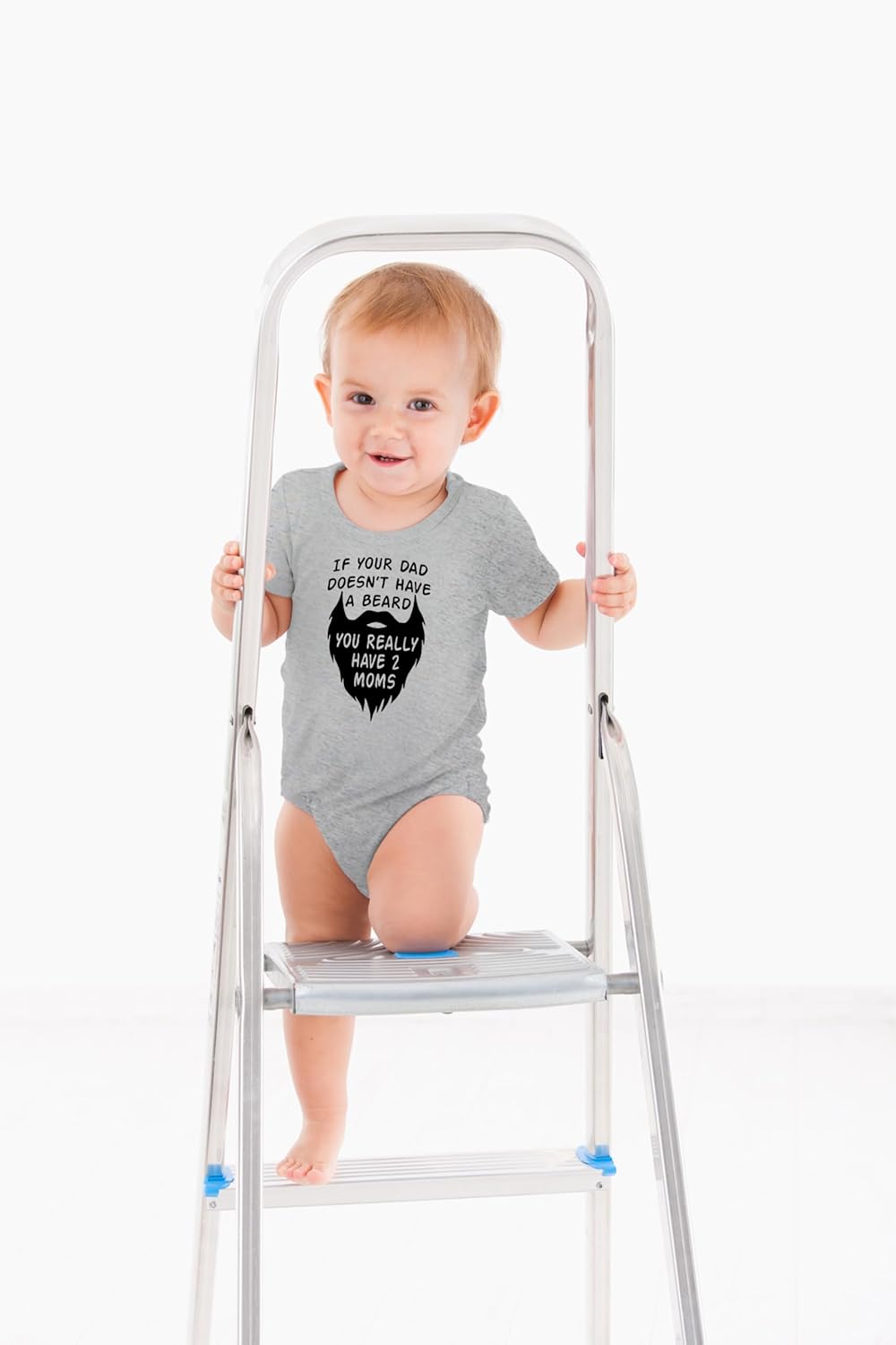 AW Fashions If your Dad Doesn't Have a Beard You Have 2 Moms Bodysuit Funny Baby Girl or Boy Outfit Romper - Image 3
